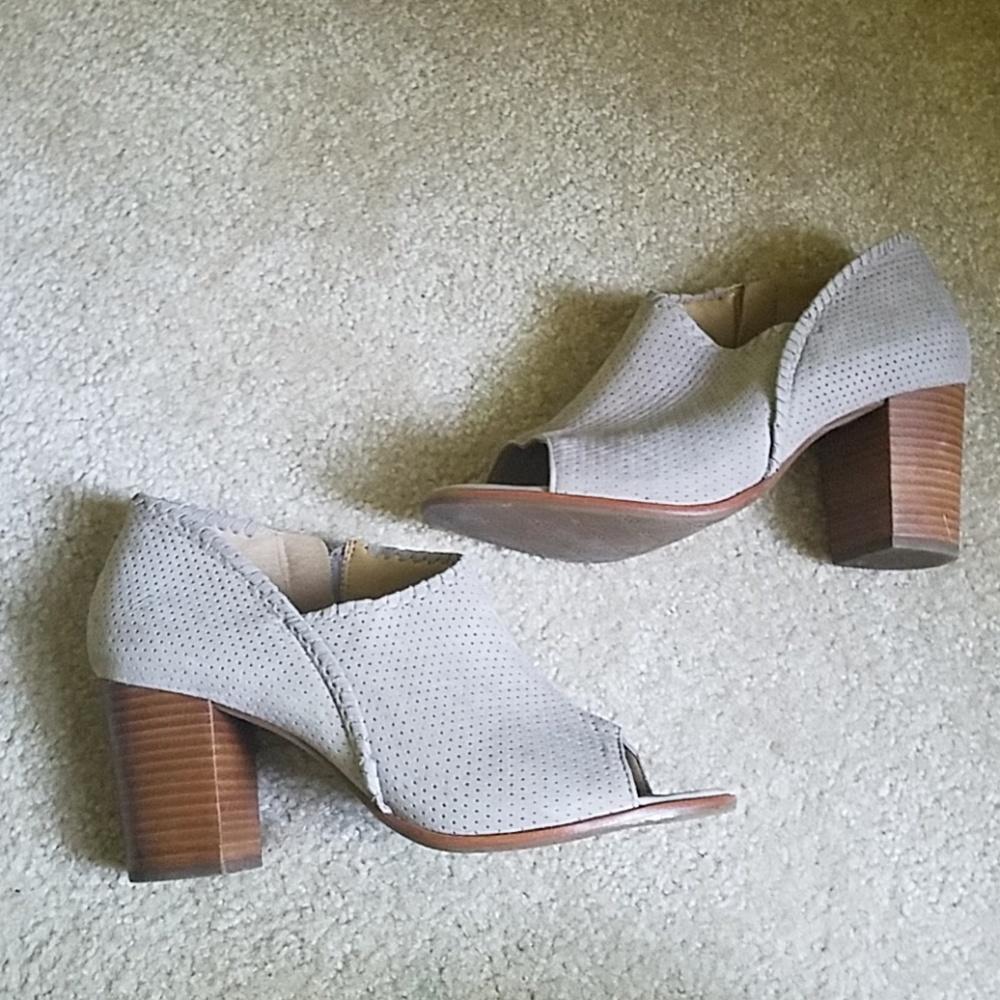 Jack Roger's Gray Perforated Leather Peep Toes